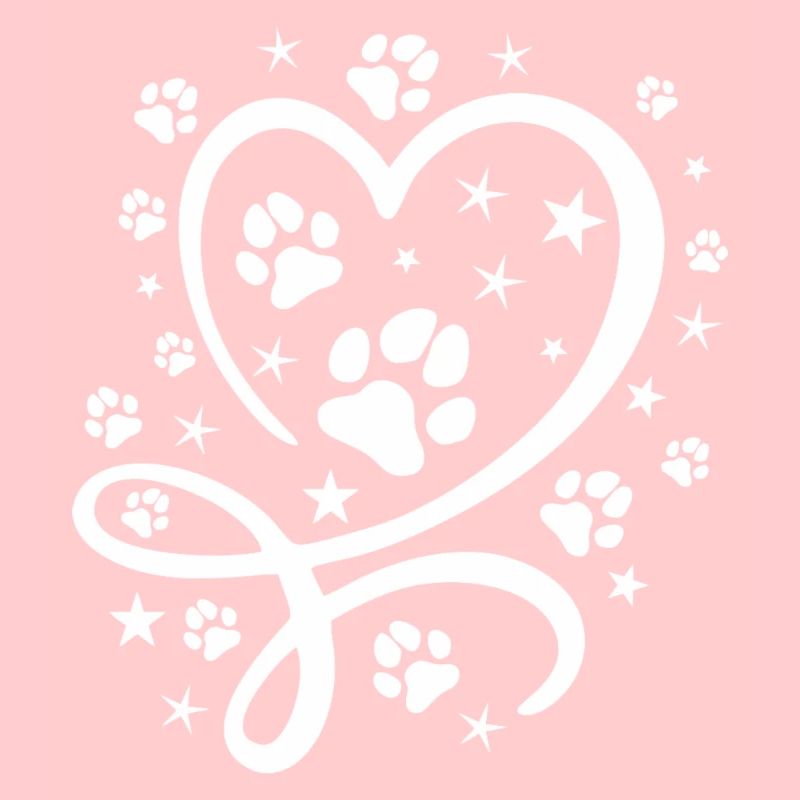 Herz mit Pfötchen und Sternen