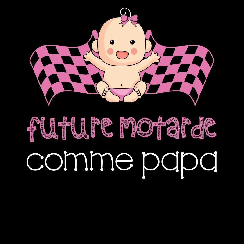 Future motarde comme papa drapeau rose bébé fille