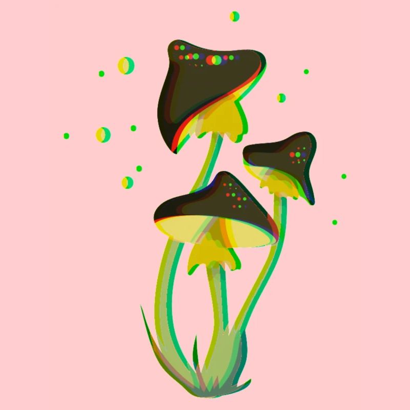 Drawing Mushroom Trippy Fluorescent 3D and Psychedelic