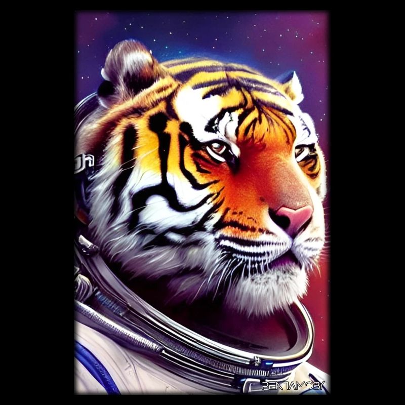 Tiger Big Cat Astronaut Future Sci-Fi Technology