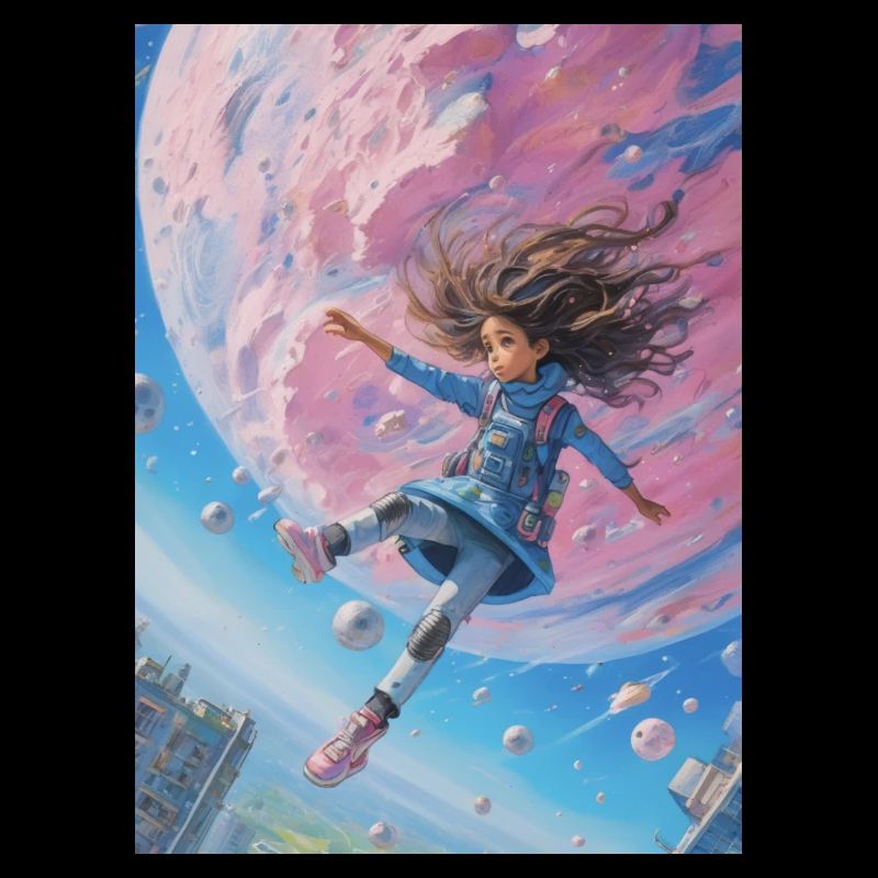 A girl falling into earth