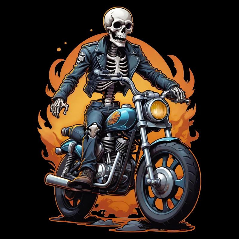 Skeleton with bike
