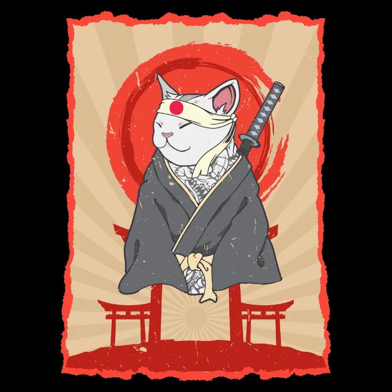 Samurai Japon Chat Torii Ninja Anime Cat