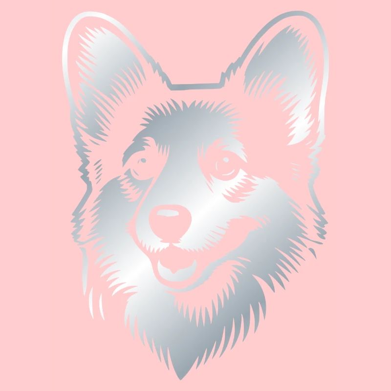 Corgi dessin tête de chien argent