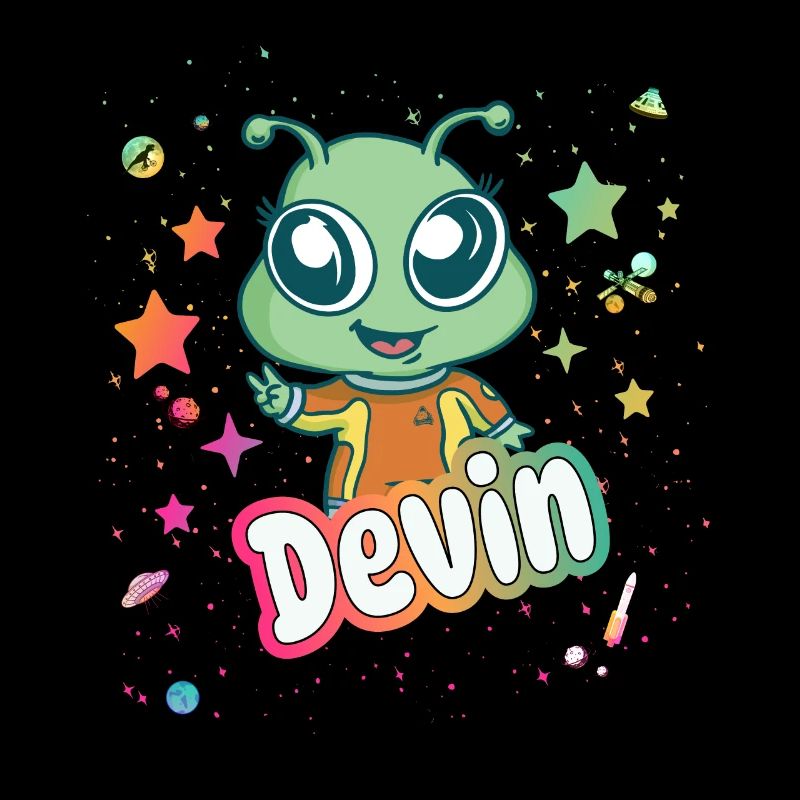 DEVIN - Beau nom de garçon avec extraterrestre mignon