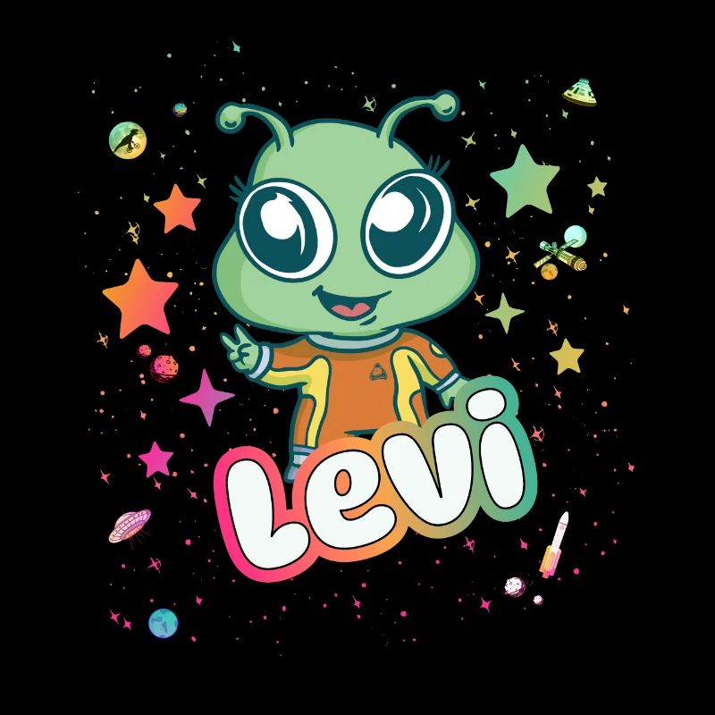 LEVI - Beautiful boy name with cute alien
