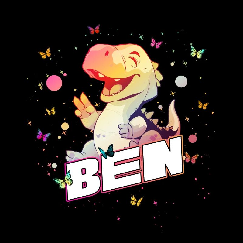 BEN - Beau prénom de garçon avec mignon DINO T-REX