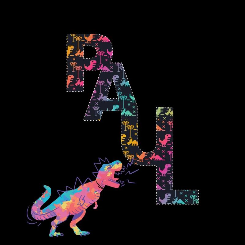 PAUL - Beautiful boy name with dinosaur