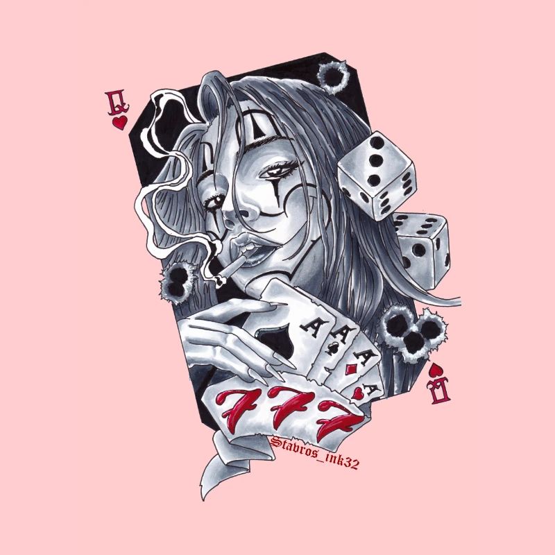 Lucky Seven7 Custom Tattoo Design Stavros_ink32