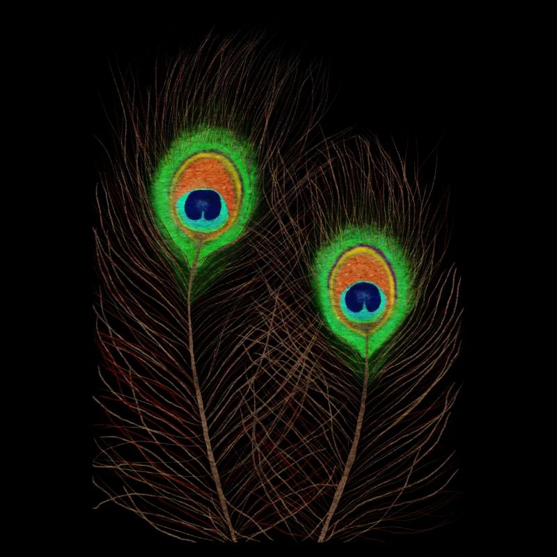 Peacock Feathers on Black