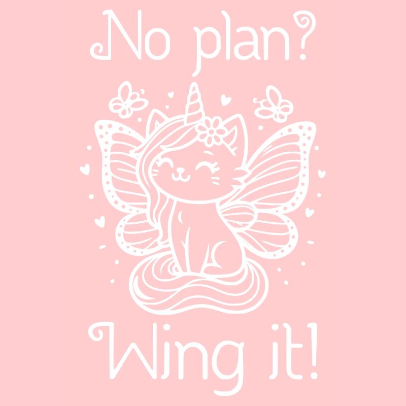 No Plan Wing It winged unicorn cat