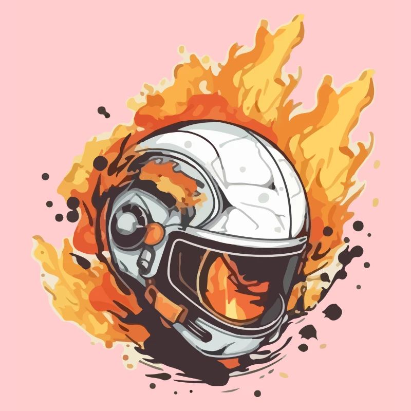 Helmet on fire