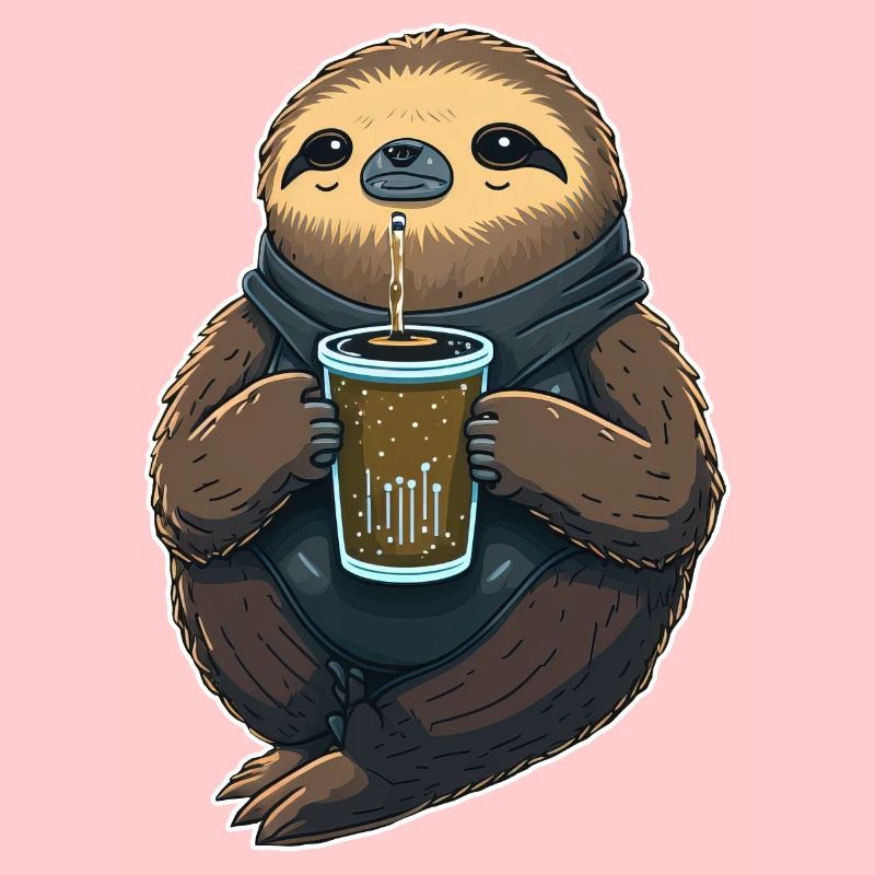 Faultier nippt Boba Milchtee