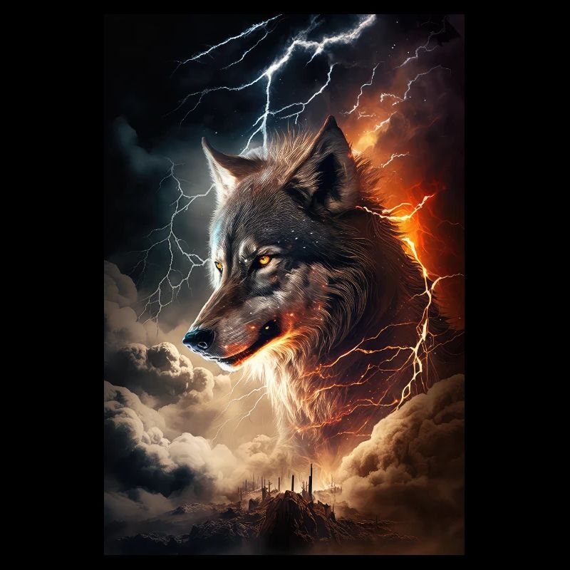 Wolf Blitz Donner Epic Cool Episch Wölfe