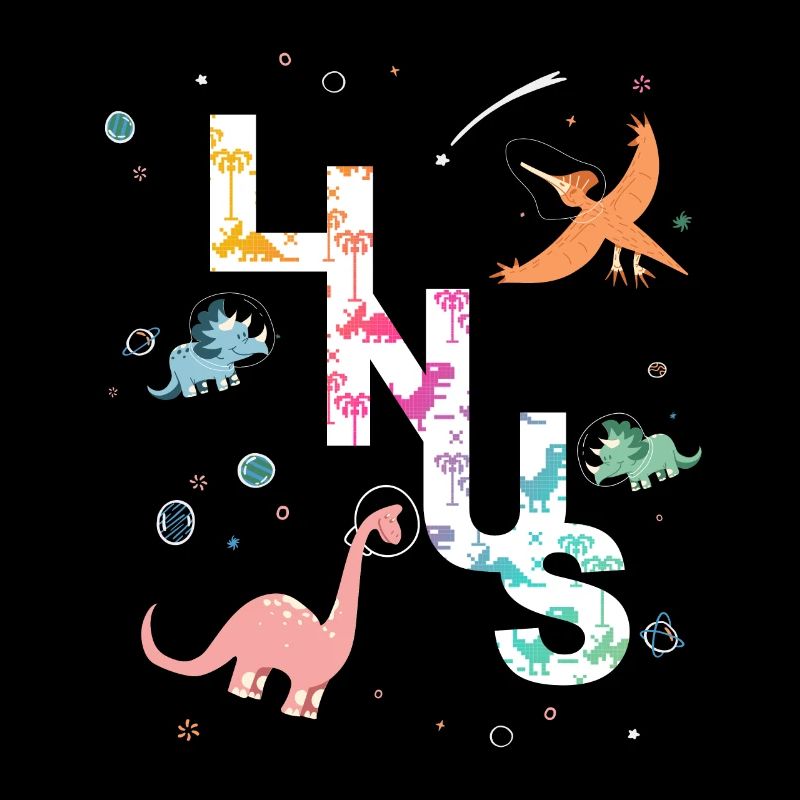 Linus - Beau nom de garçon avec Cool Space Dinos