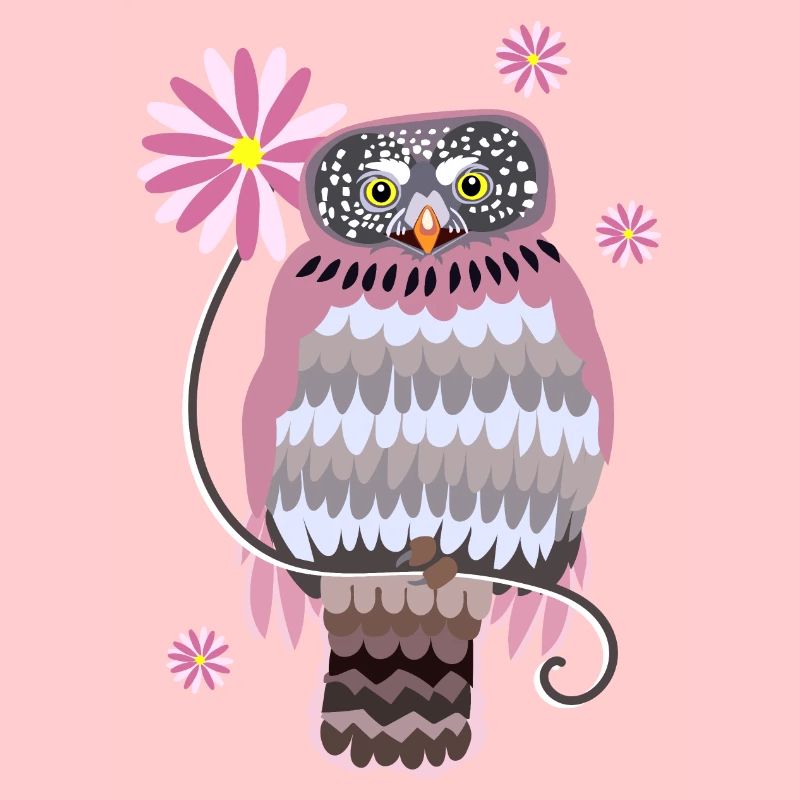 chouette avec fleurs