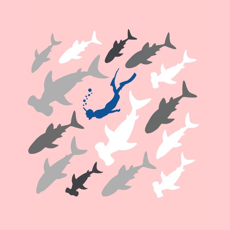 Requins avec plongeur Apnée Plongée Immersion Cadeau