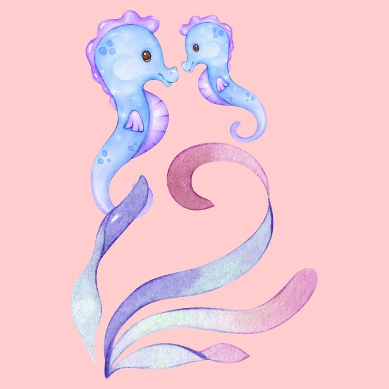 Hippocampes bleus - mère + enfant