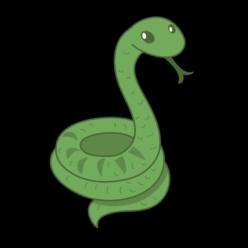 Serpent vert (snek) avec la langue sortie