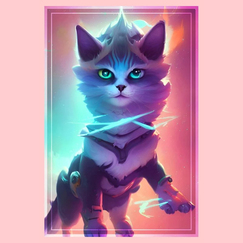 Cute Space Cat travelling through Space