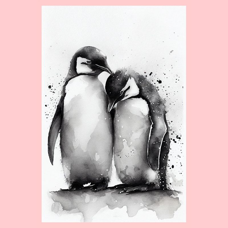 Manchots Manchots Aquarelles d’animaux