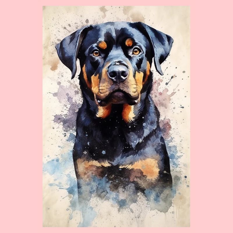 Aquarelle de chien Rottweiler