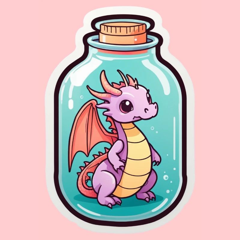 Niedlicher Drache in der Flasche 02