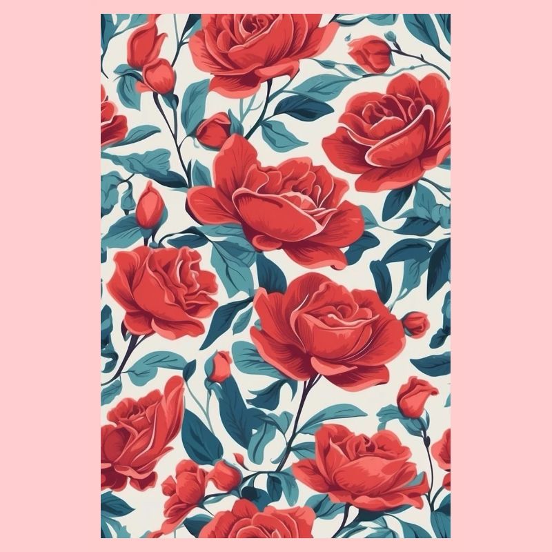 Rote Blumen mit grünen Blättern
