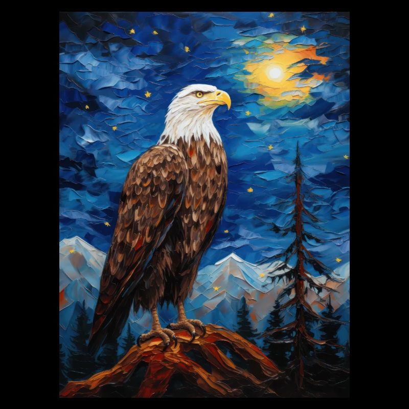 Eagle, Van Gogh, Starry Night, Animal, Bird