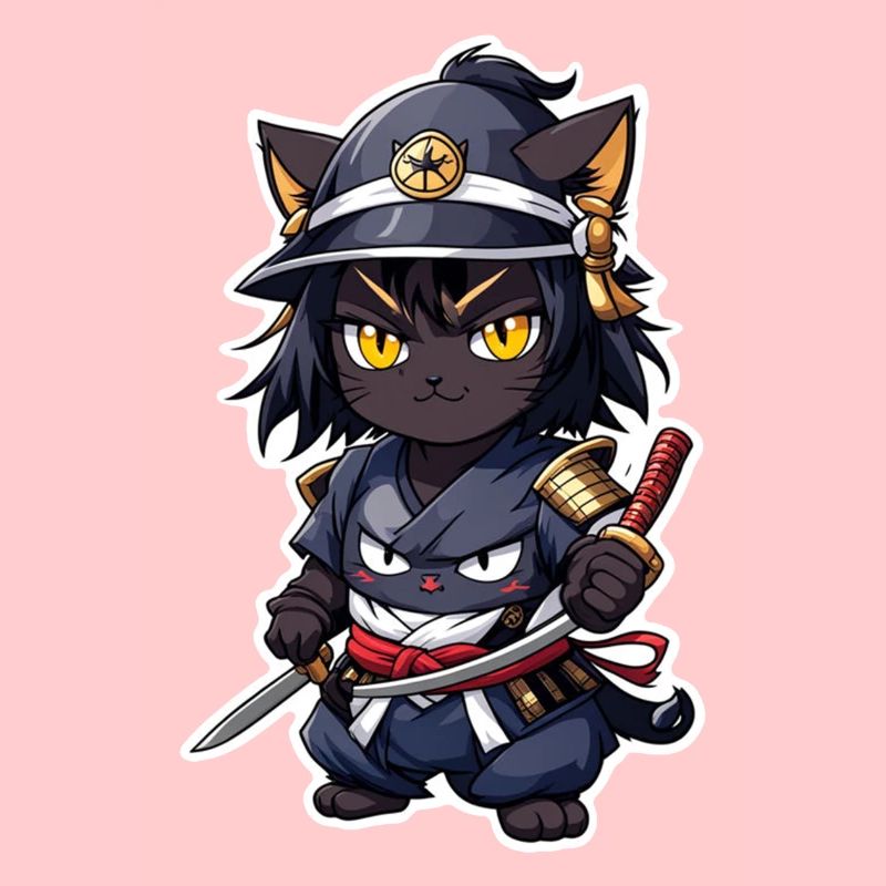 chat ninja - chaton samourai