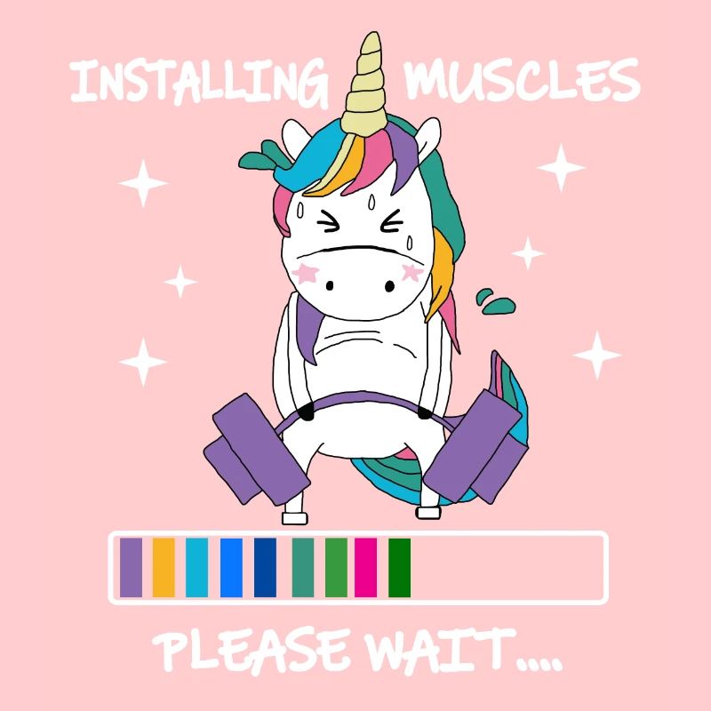 Installing Muscles Please Wait Shirt Funny Unicorn