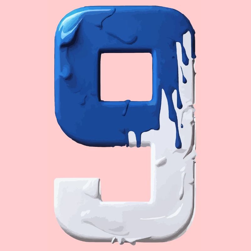 NON. 9 NUMÉRO 9 BLEU BLANC 9E ANNIVERSAIRE