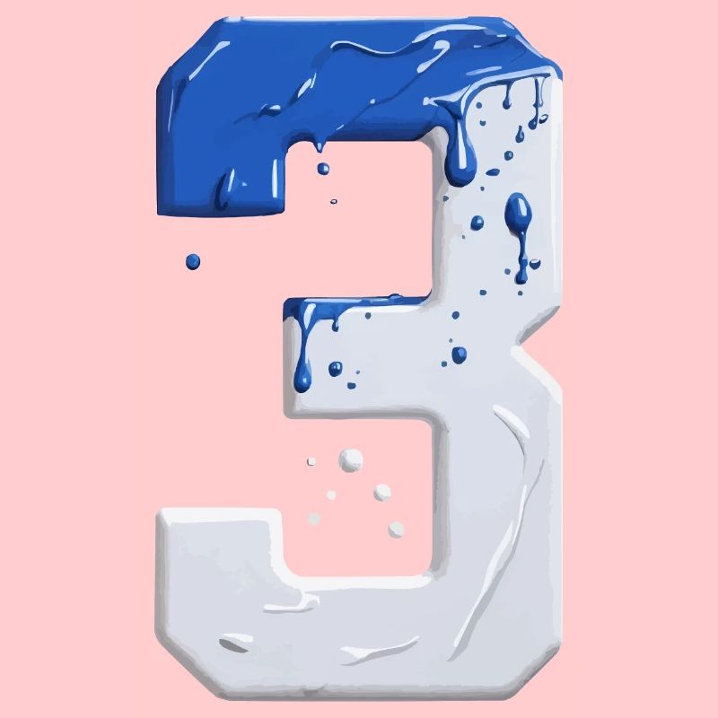 NO. 3 NUMBER 3 BLUE WHITE 3RD BIRTHDAY