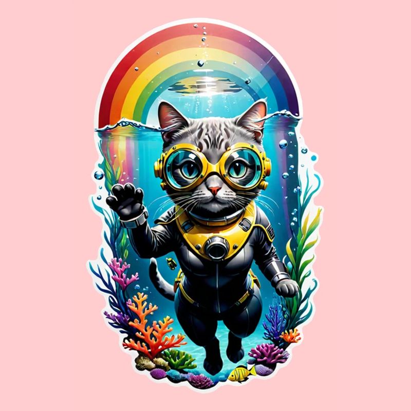 chat faisant de la plongée