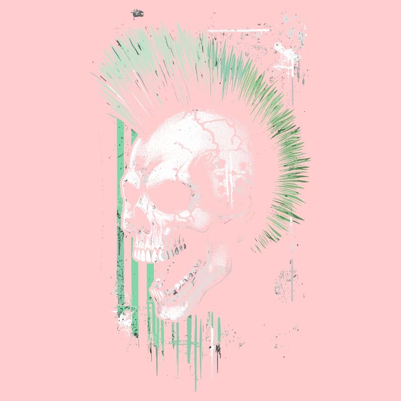 Crâne punk avec mohawk vert