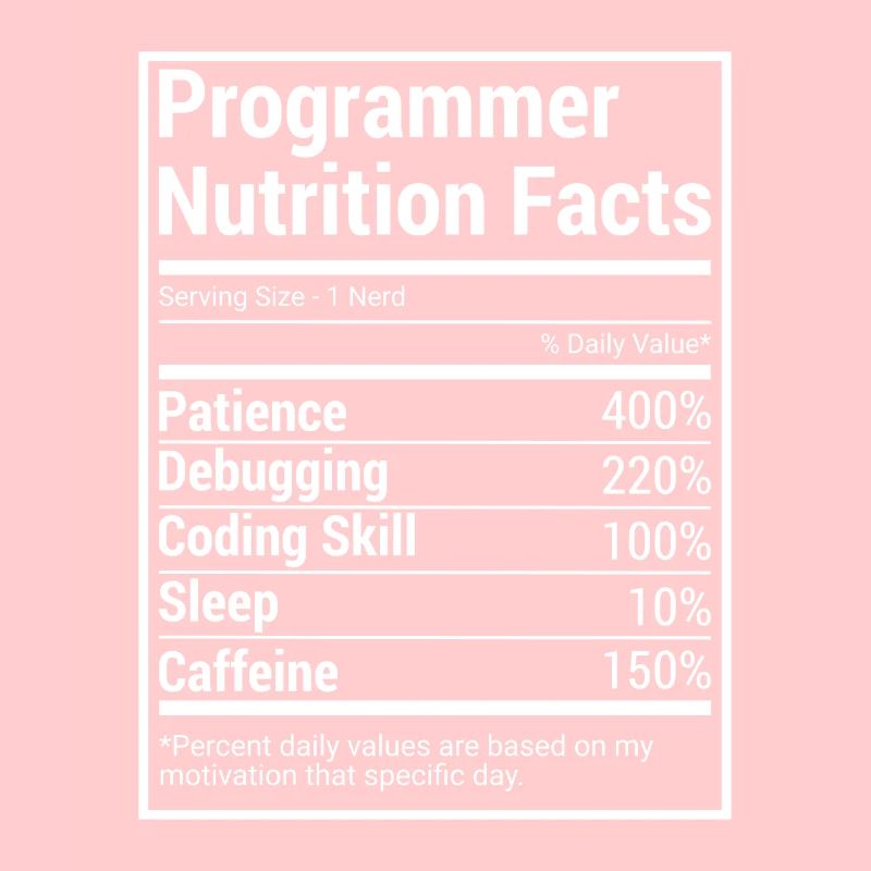 Programmer Nutrition Facts für Programmierer