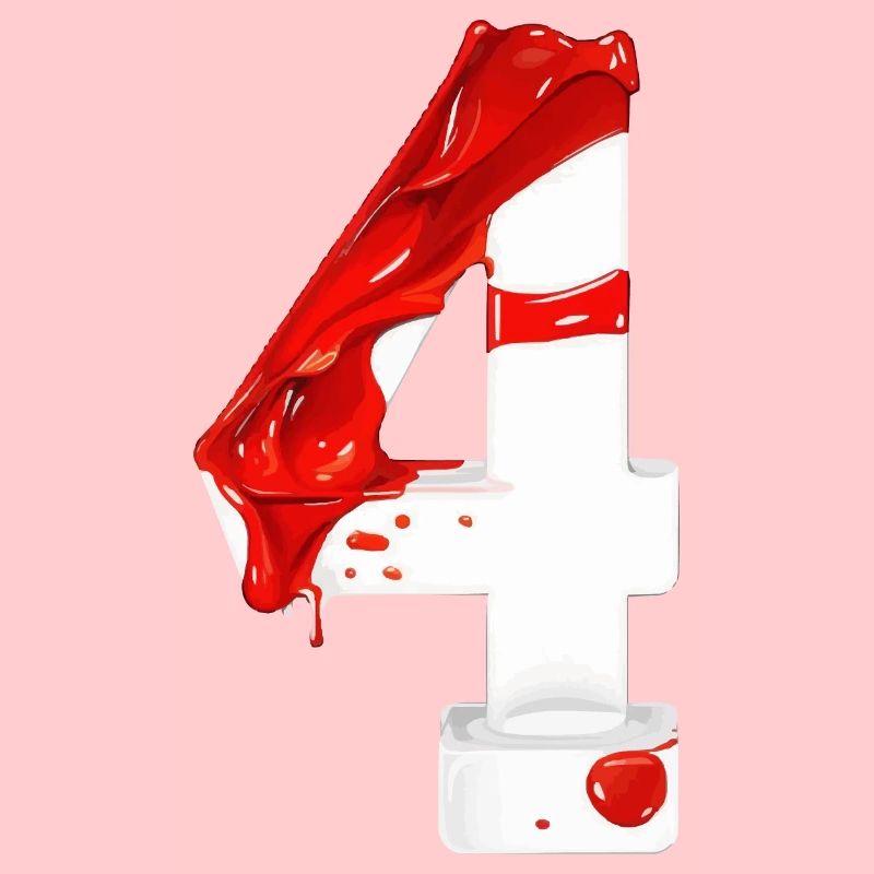 NR. 4 NUMMER 4 ROT WEIß 4. GEBURTSTAG