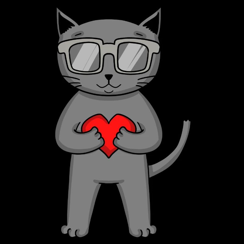Britisch Kurzhaar Katze mit Sonnenbrille und Herz