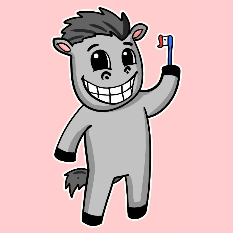 Cheval avec brosse à dents