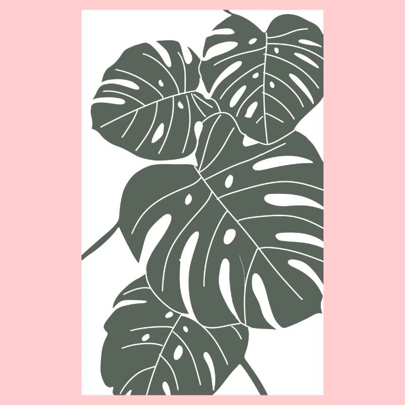 Monstera digital Art vert/blanc