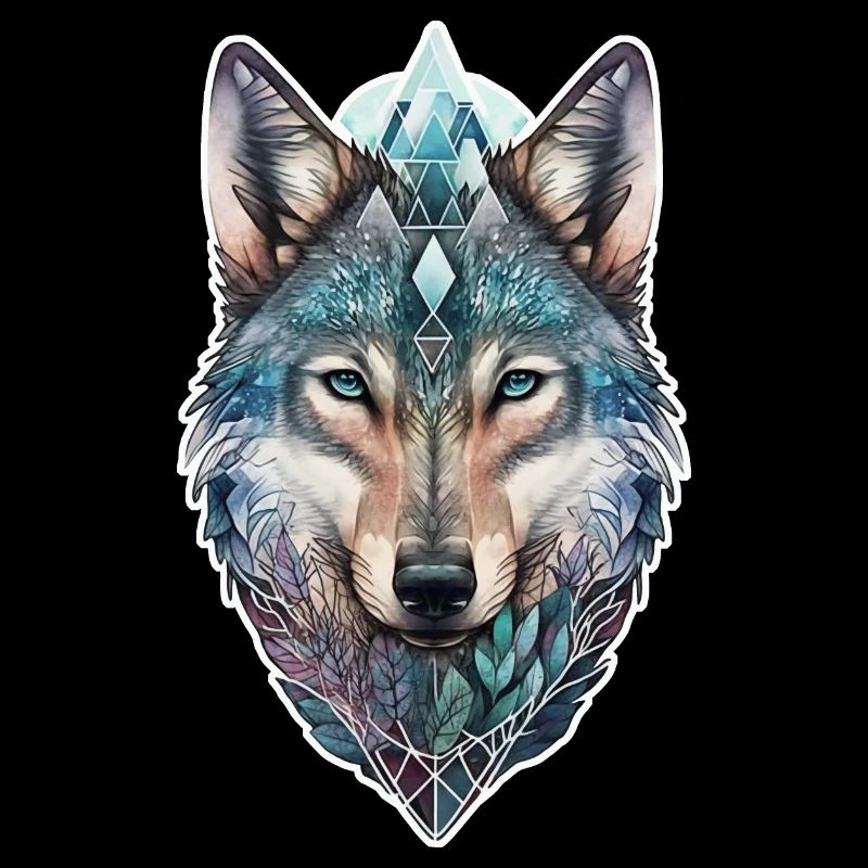 Wolf Aquarell Wald Waldtier Wildtier Mandala Tier