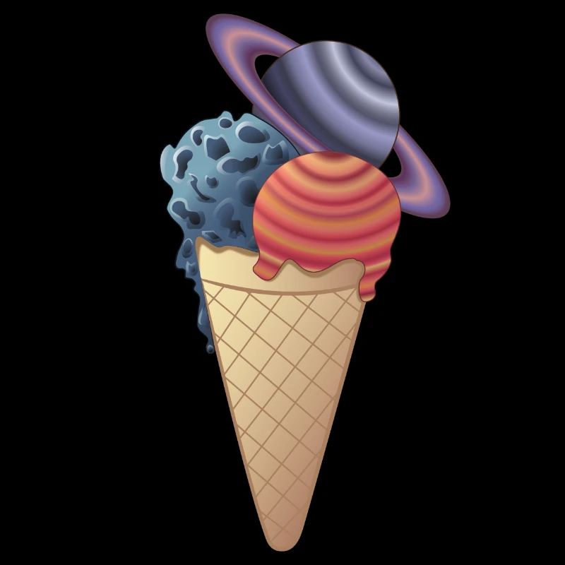 Glaces glacées comme planètes dans un gaufre pour les geeks
