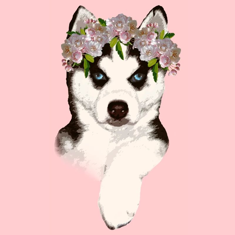 Husky with flower crown