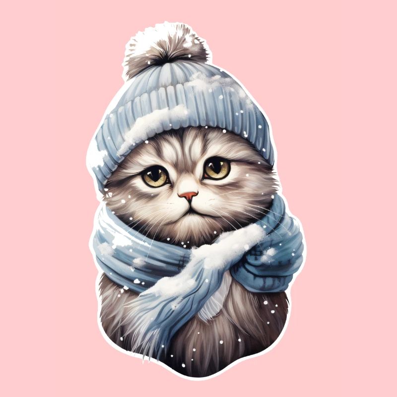 Cat in winter with hat and scarf 2