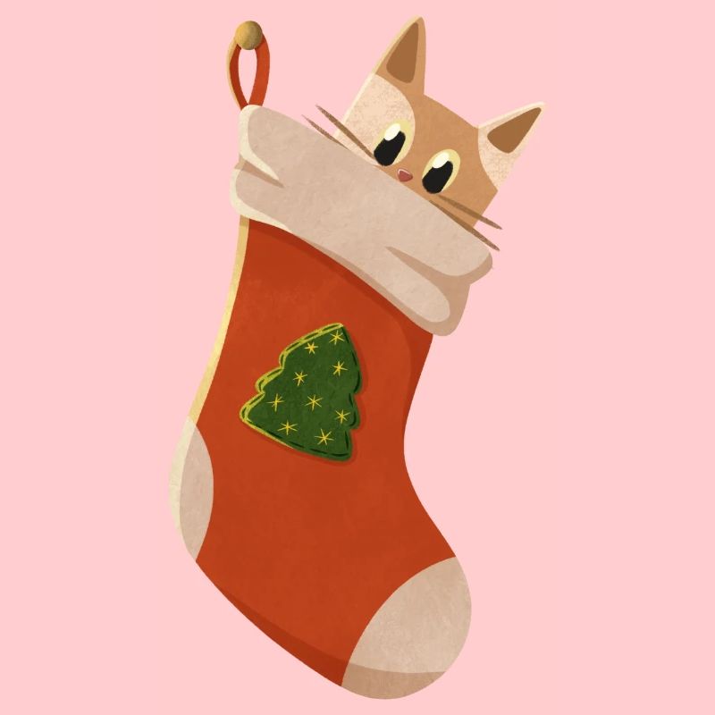 Chat en bas de Noël