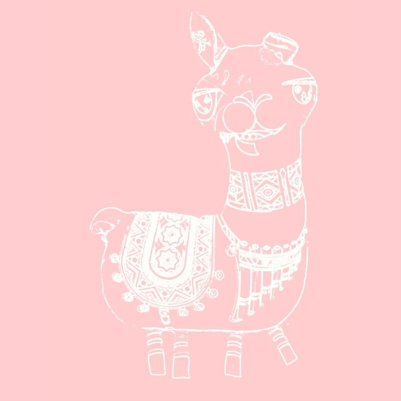 llama,alpaca, illustration, comic,white