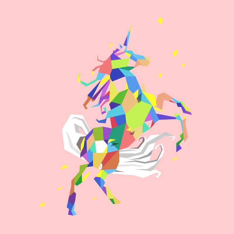 Einhorn Polygon Regenbogen farbiges Einhorn