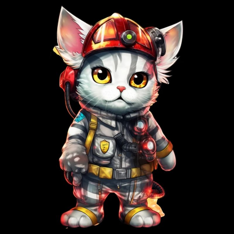 Chat pompier super-héros