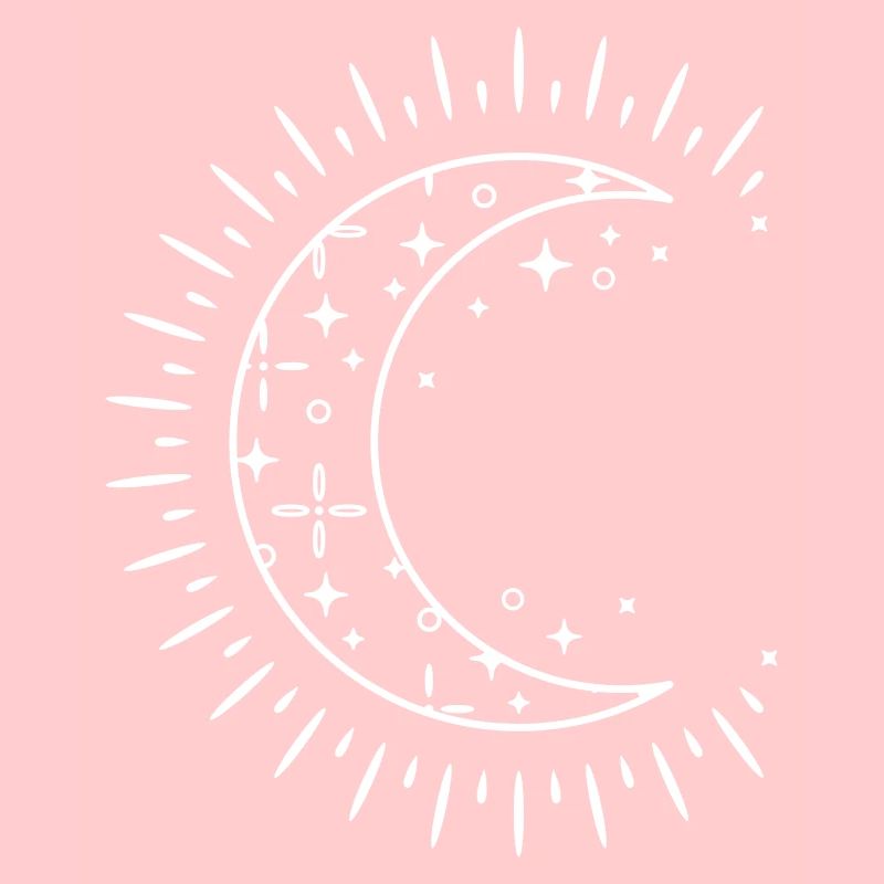 Crescent Moon Boho Style Illustration