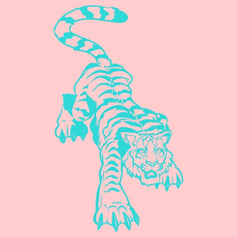 Tiger und Blitz unter den Pfoten (einfarbig blau